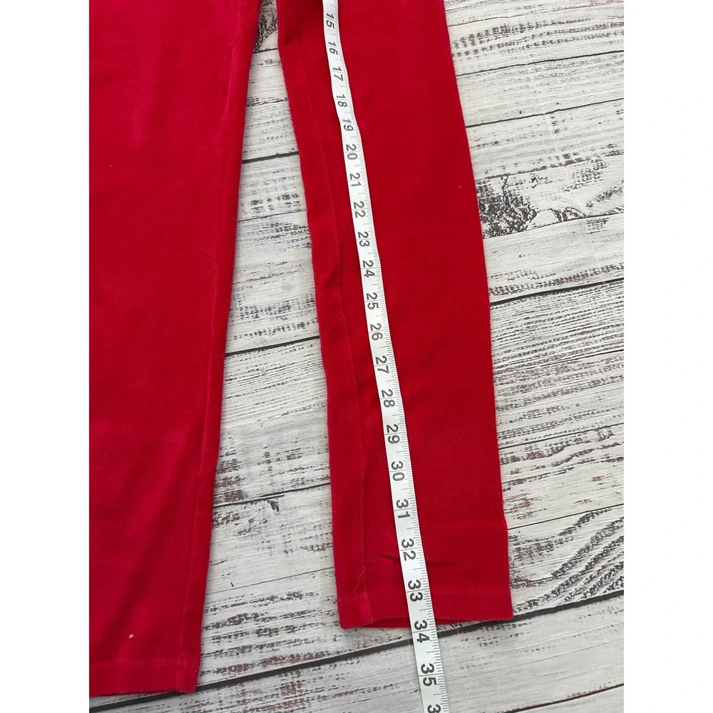 Hanna‎ Andersson Red Velour Corduroy Ribbed Leggings Kids 150cm USA 12 OEKO-TEX